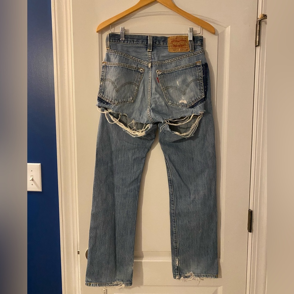 DENIM EDIT: Vintage Levi’s 501s Straight Leg Jeans with Bottom Cut-Outs